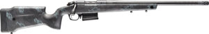 High-performance bolt-action rifle with carbon fiber stock.