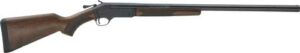 Single-barrel rifle with wood stock and black barrel.