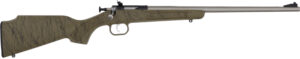 Bolt-action rifle with textured green stock.