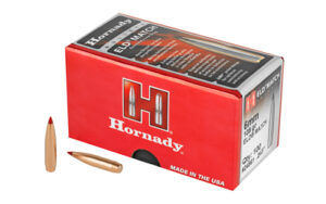 Hornady ELD Match bullet box, two bullets shown