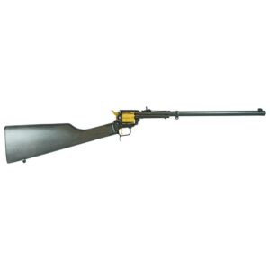 Revolver rifle with wooden stock and long barrel.