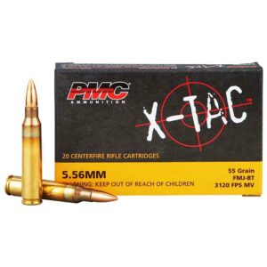 PMC X-TAC 5.56mm rifle cartridges box.