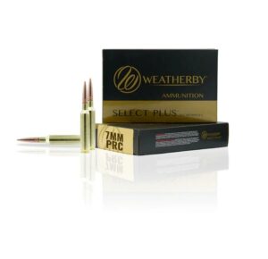 Weatherby 7mm PRC ammunition box and cartridges