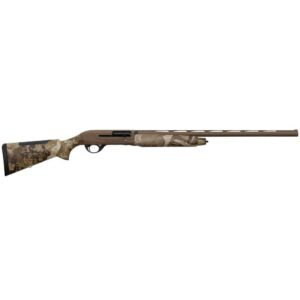Camouflage hunting rifle side view.