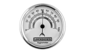 Lockdown hygrometer measuring humidity levels.