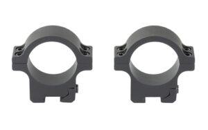 Two black scope mounting rings for rifles