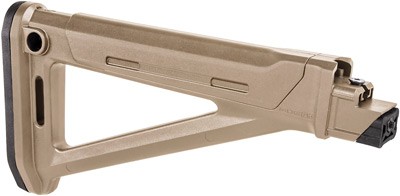 Tan folding rifle stock for firearms.