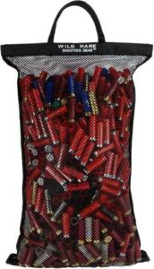 Mesh bag filled with shotgun shells.