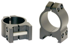 Black metal scope rings for mounting optics