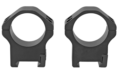 Black rifle scope mounting rings on white background