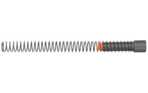 Long coiled metal spring with plastic end cap