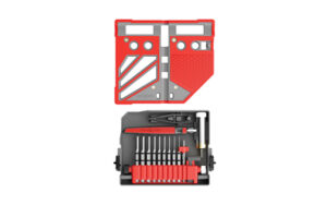 Red and black screwdriver set in case