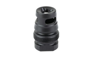 Black metal firearm muzzle brake accessory