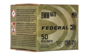 9mm NATO ammunition box, 50 rounds, Federal brand