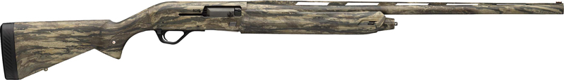Camouflage hunting shotgun with long barrel