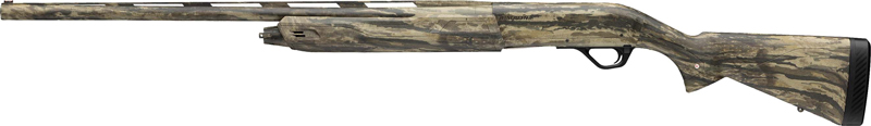 Camouflage hunting shotgun with long barrel