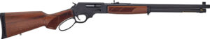 Lever action rifle with wooden stock