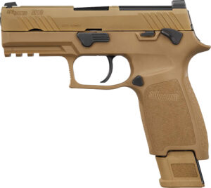 Tan semi-automatic pistol side view