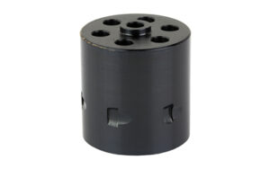 Black cylindrical mechanical part with holes