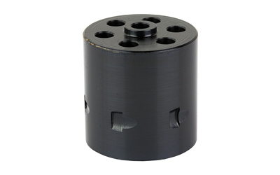 Black cylindrical mechanical part with holes