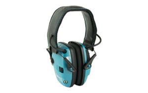 Blue noise-canceling headphones with adjustable headband.