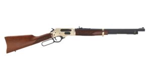 Lever-action rifle with wooden stock