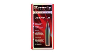Hornady Aeromatch bullets packaging with performance details.
