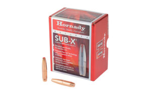 Hornady SUB-X ammunition box with bullets