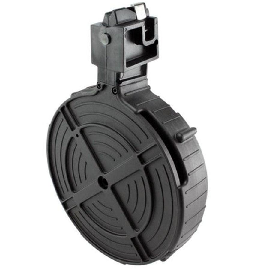 Black drum magazine for firearms