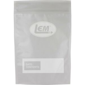 LEM vacuum seal bag, empty with label area.