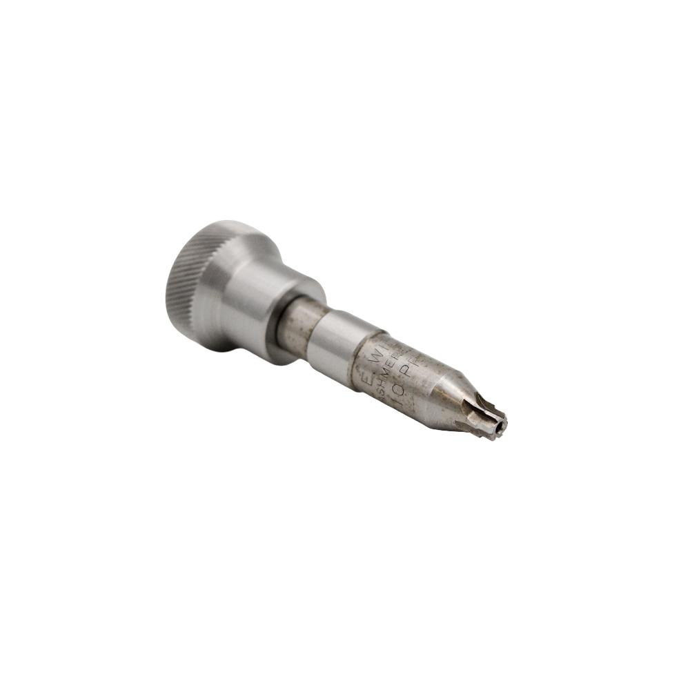 Precision metal screwdriver bit close-up