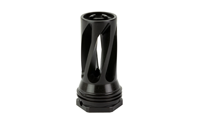 Black rifle muzzle brake with spiral design