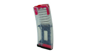 Transparent magazine for firearm with red accents