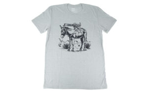 Gray t-shirt with a donkey illustration