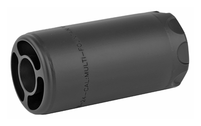 Black cylindrical firearm suppressor accessory