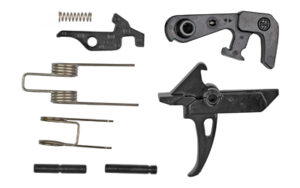 AR-15 trigger parts set displayed.