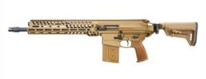 Tan modern assault rifle, side view