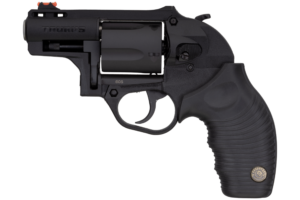 Black revolver with textured grip.