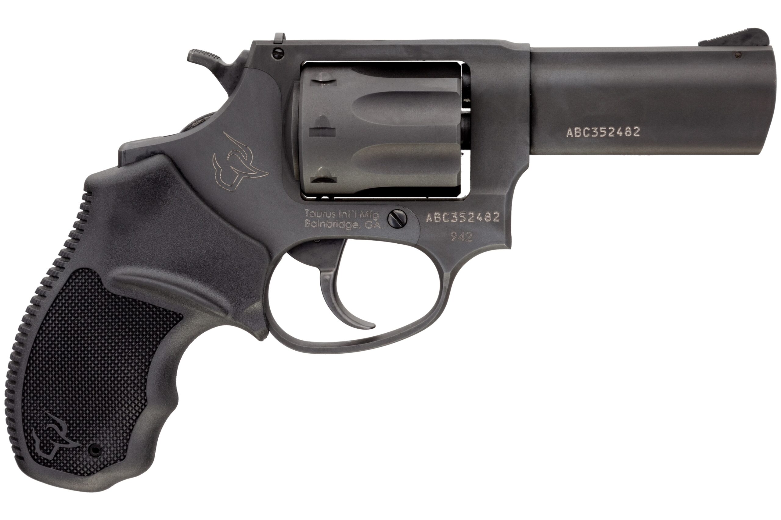 Black Taurus revolver firearm side view
