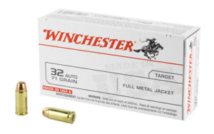 Winchester 32 Auto ammo box and bullets.