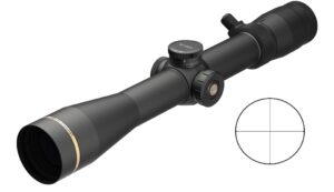 Black rifle scope with crosshair reticle.