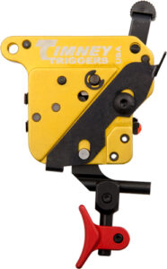 Yellow Timney trigger component with red lever