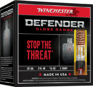 Winchester Defender ammunition box, close range, stop threat.