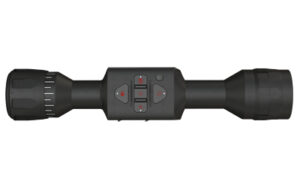 Black rifle scope with control buttons