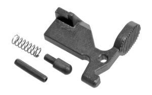 Rifle bolt catch assembly with spring and pins.