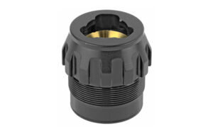 Black threaded metal connector with internal gold lining