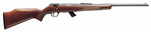 Wooden hunting rifle with long barrel