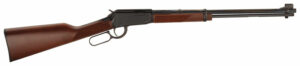 Lever-action rifle with wooden stock and barrel