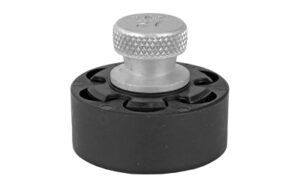 Black circular industrial tool with silver knob