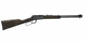 Wooden lever-action rifle on white background